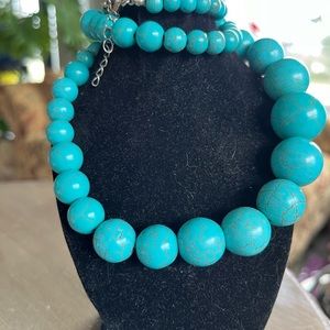 Beautiful Vintage Beaded Blue Green Turquoise w/Brown Vein. Testing performed